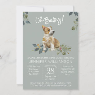 Åh Baby! Inbjudan till hund Baby Shower Corgi Pupp