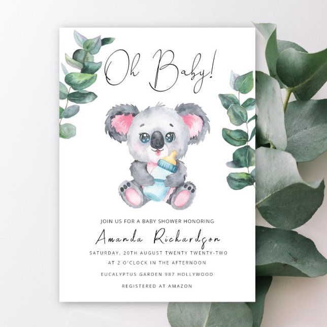 Åh Baby! Inbjudan till Koala Bear Baby Shower (Skapare uppladdad)