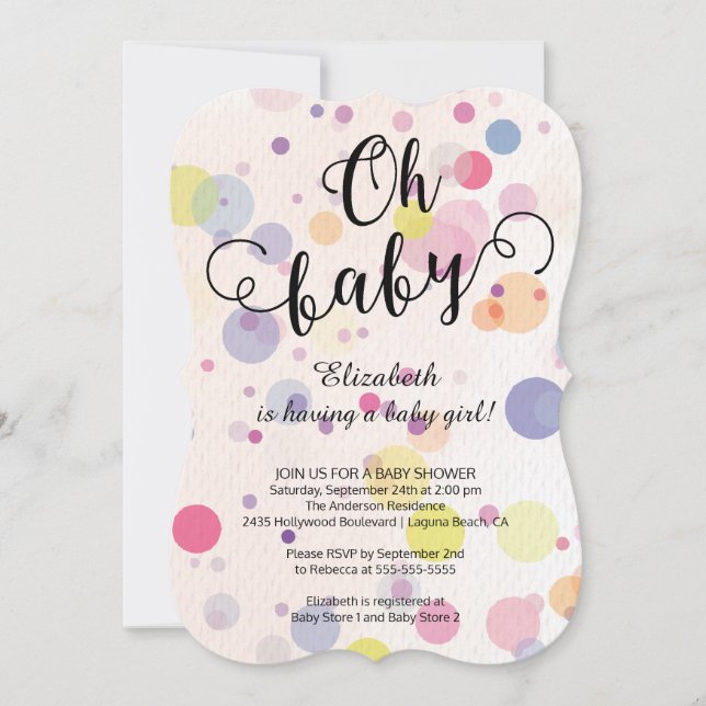 Åh Baby! Inbjudan till polka dots Neutralt Baby Sh (Framsida)