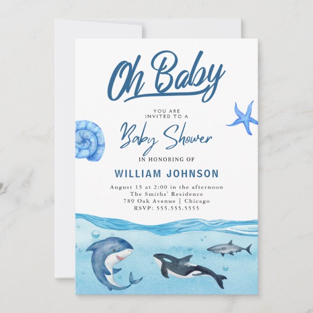 Åh Baby! Inbjudan till Sea & Sea Baby Shower (Framsida)