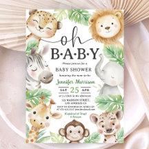 Åh Baby Jungle Baby Shower Safari Djur