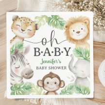 Åh Baby Jungle Baby Shower Safari Djur Papper