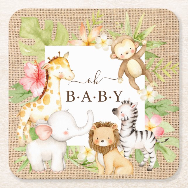 Åh Baby Jungle Square Papper Underlägg (Framsidan)