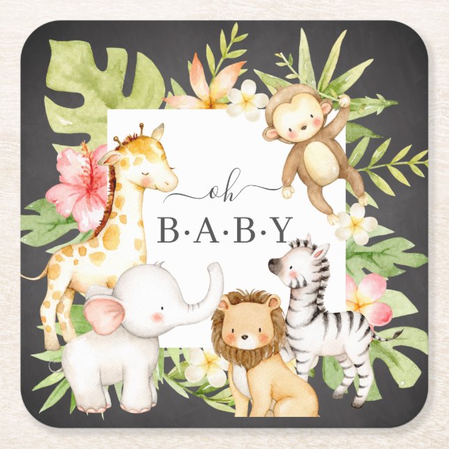 Åh Baby Jungle Square Papper Underlägg (Framsidan)