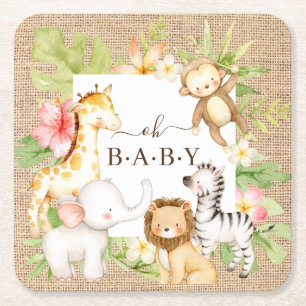 Åh Baby Jungle Square Papper Underlägg Kvadrat