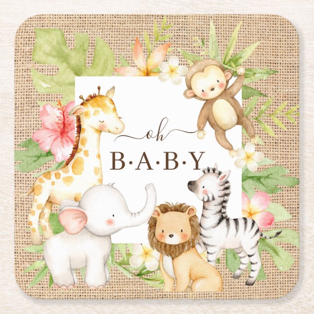 Åh Baby Jungle Square Papper Underlägg Kvadrat (Framsidan)