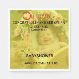Åh Baby Katt Foto Baby Shower Bild Pappersservett