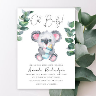 Åh baby! Koala björn bebis shower inbjudan
