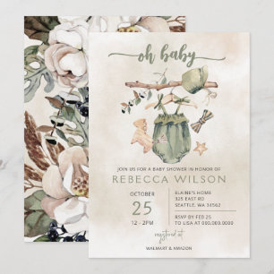 Åh Baby Kön Neutral Boho Baby Shower-inbjudan Inbjudningar