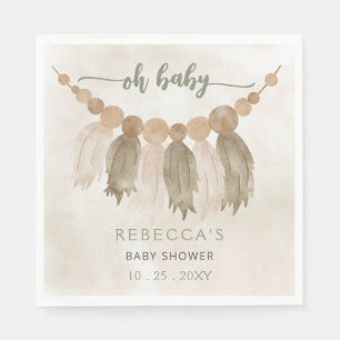 Åh Baby Kön Neutral Boho Baby Shower-inbjudan Pappersservett