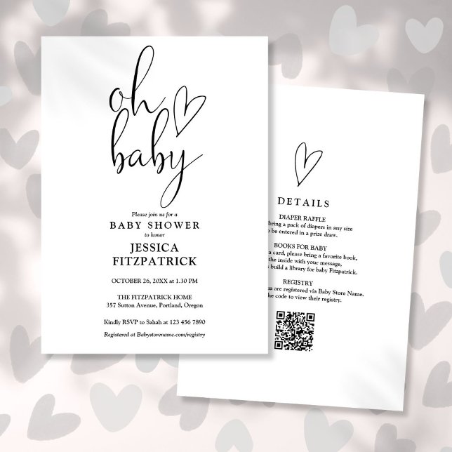 Åh Baby, könsneutral allt i en babyskabb Inbjudningar (Oh Baby Gender Neutral All In One Baby Shower Invitation)