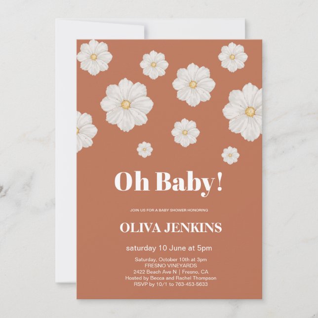 Åh Baby Könsneutral Daisy Baby Shower  Inbjudningar (Framsida)