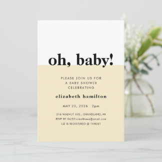 Åh Baby! Kräm och vit baby shower inbjudan