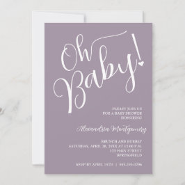 Åh Baby! Lila för QR-kod för babyvisningsprogram Inbjudningar