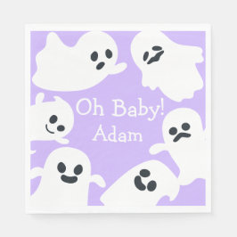 Åh Baby! Lila & White Halloween Fall Baby Shower Pappersservett