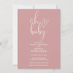 Åh Baby-manus Dammtrosa Rosa Flick Babykalas Inbjudningar