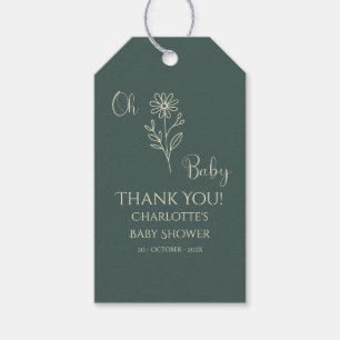 Åh Baby Minimalist Wildflower Baby Shower Presentetikett