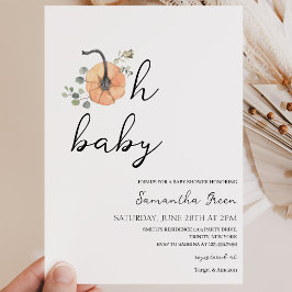 Åh Baby Minimalistisk Pumpa Bebis Shower Inbjudan