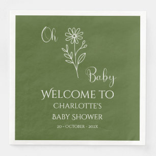 Åh Baby Minimalistisk Wildflower Baby Shower Pappersservett
