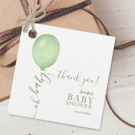 Åh Baby minimalistiskt Grönt Ballon Baby Shower Gåvor Etiketter