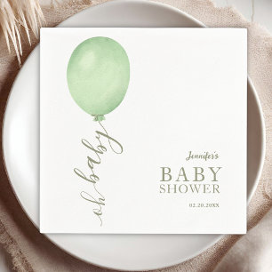 Åh Baby minimalistiskt Grönt Ballon Baby Shower Pappersservett