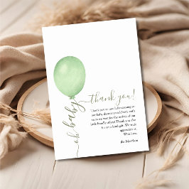 Åh Baby minimalistiskt Grönt Ballon Baby Shower Tack Kort
