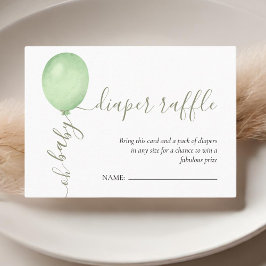 Åh Baby minimalistiskt Grönt Ballon Baby Shower Tilläggskort