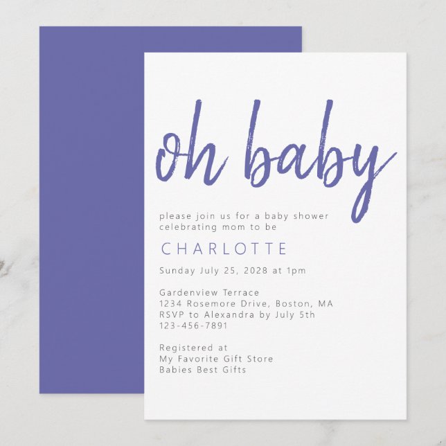 Åh Baby minimalistiskt modernt babyskor Inbjudningar (Fram/baksida)