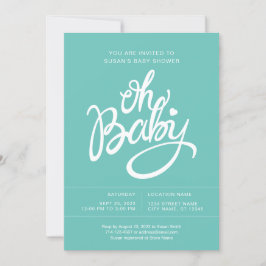 Åh Baby Modern Baby Shower-inbjudan - Turkos Inbjudningar
