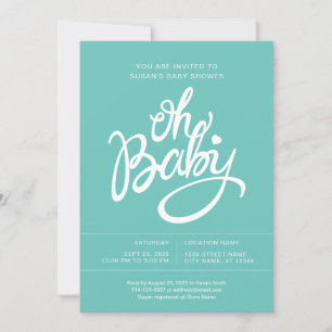 Åh Baby Modern Baby Shower-inbjudan - Turkos Inbjudningar
