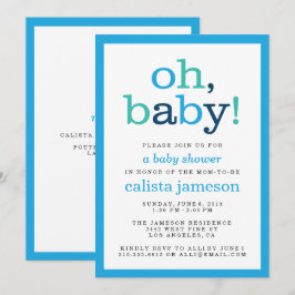 Åh Baby! Modern Blue Boy Shower-inbjudan Inbjudningar