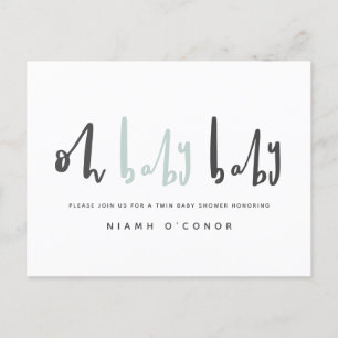 Åh baby, modern contemporary twin babydusch helg vykort