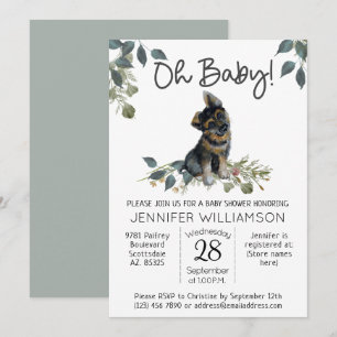 Åh Baby! Modern Hund Baby Shower German Shepherd Inbjudningar