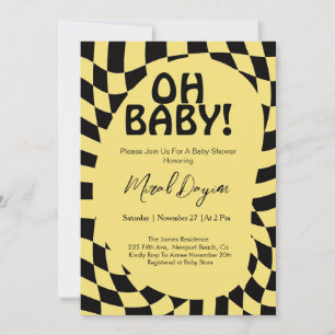 Åh Baby! Modernt baby shower-arrangemang med gula  Inbjudningar