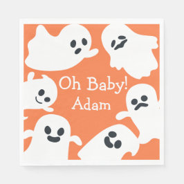 Åh Baby! Orange och vit halloween-fallskärmshämmar Pappersservett