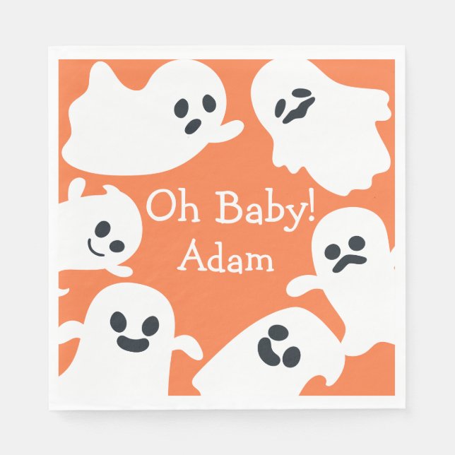 Åh Baby! Orange och vit halloween-fallskärmshämmar Pappersservett (Framsidan)
