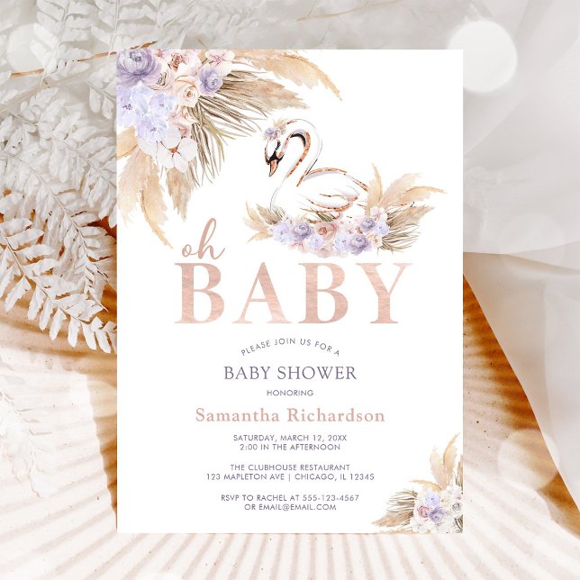 Åh Baby Pampas Gås Bebis Babyshower Inbjudan (Skapare uppladdad)