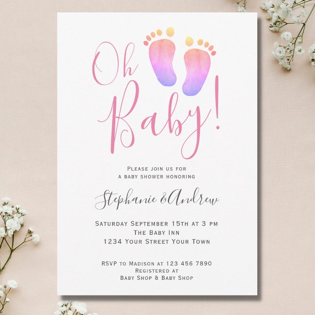 Åh Baby Par Girl Girl Baby Shower Inbjudningar (Skapare uppladdad)