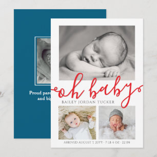 Åh Baby Patriotisk Röd Blå Kolla Födelsedagsfoto Meddelande