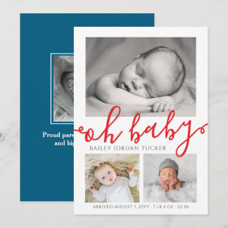Åh Baby Patriotisk Röd Blå Kolla Födelsedagsfoto Meddelande