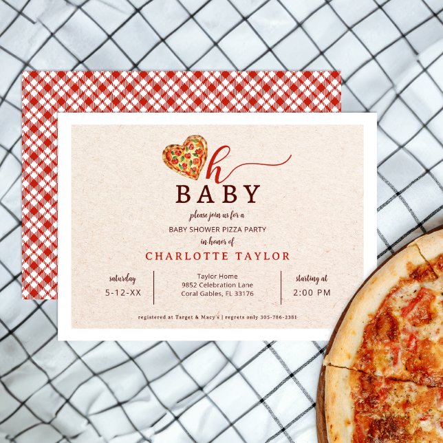 Åh Baby Pizza Baby Shower-inbjudan - Roligt Food-T Inbjudningar (Oh Baby Pizza Baby Shower Invitation)