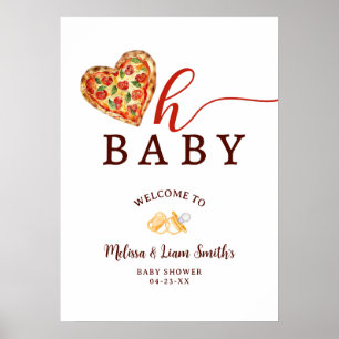 Åh Baby Pizza & Nappar Baby Shower Välkomstskylt Poster