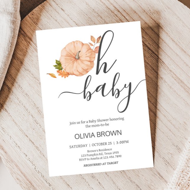 Åh Baby Pumpa Höst Baby Shower Inbjudningar (Oh Baby Pumpkin Fall Autumn Baby Shower Invitation)