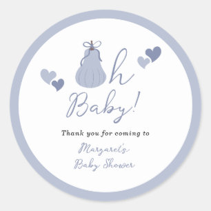 Åh Baby Pumpkin Bow Boy Shower Tack Runt Klistermärke