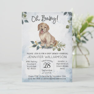 Åh Baby! Puppy Hund Baby Shower Inbjudningar