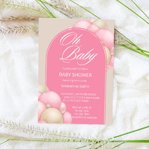 Åh baby rosa beige ballonger är minimalistisk enke inbjudningar