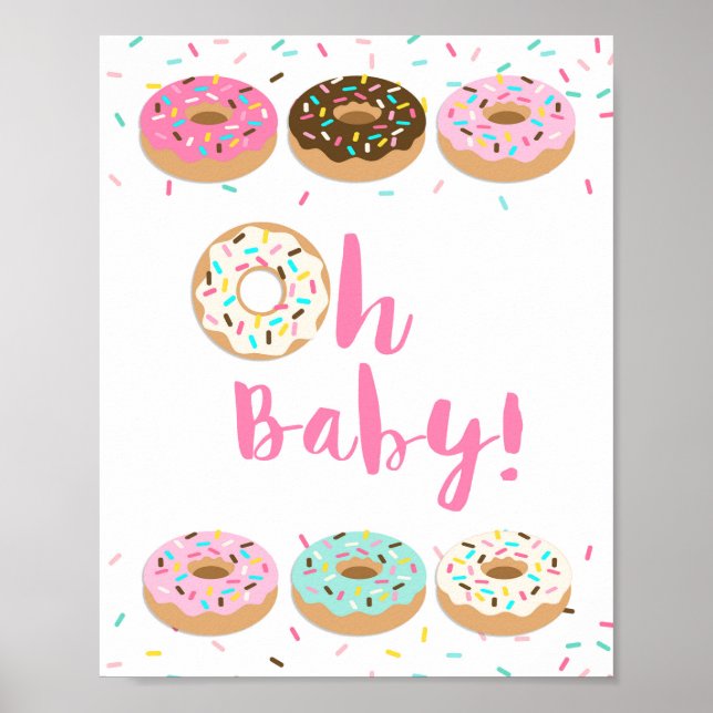 Åh Baby! Rosa Donut Sprinkle Shower-signatur Poster (Framsidan)