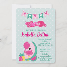 Åh baby Rosa Flamingo Baby Shower Inbjudningar