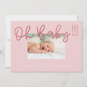 Åh Baby  Rosa Foil modern Funky Roligt Baby Meddelande