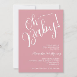 Åh Baby! Rosa Girl Baby Shower QR-kod Inbjudningar